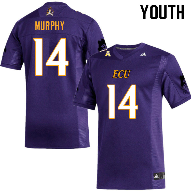 Youth #14 Josh Murphy ECU Pirates College Football Jerseys Sale-Purple - Click Image to Close